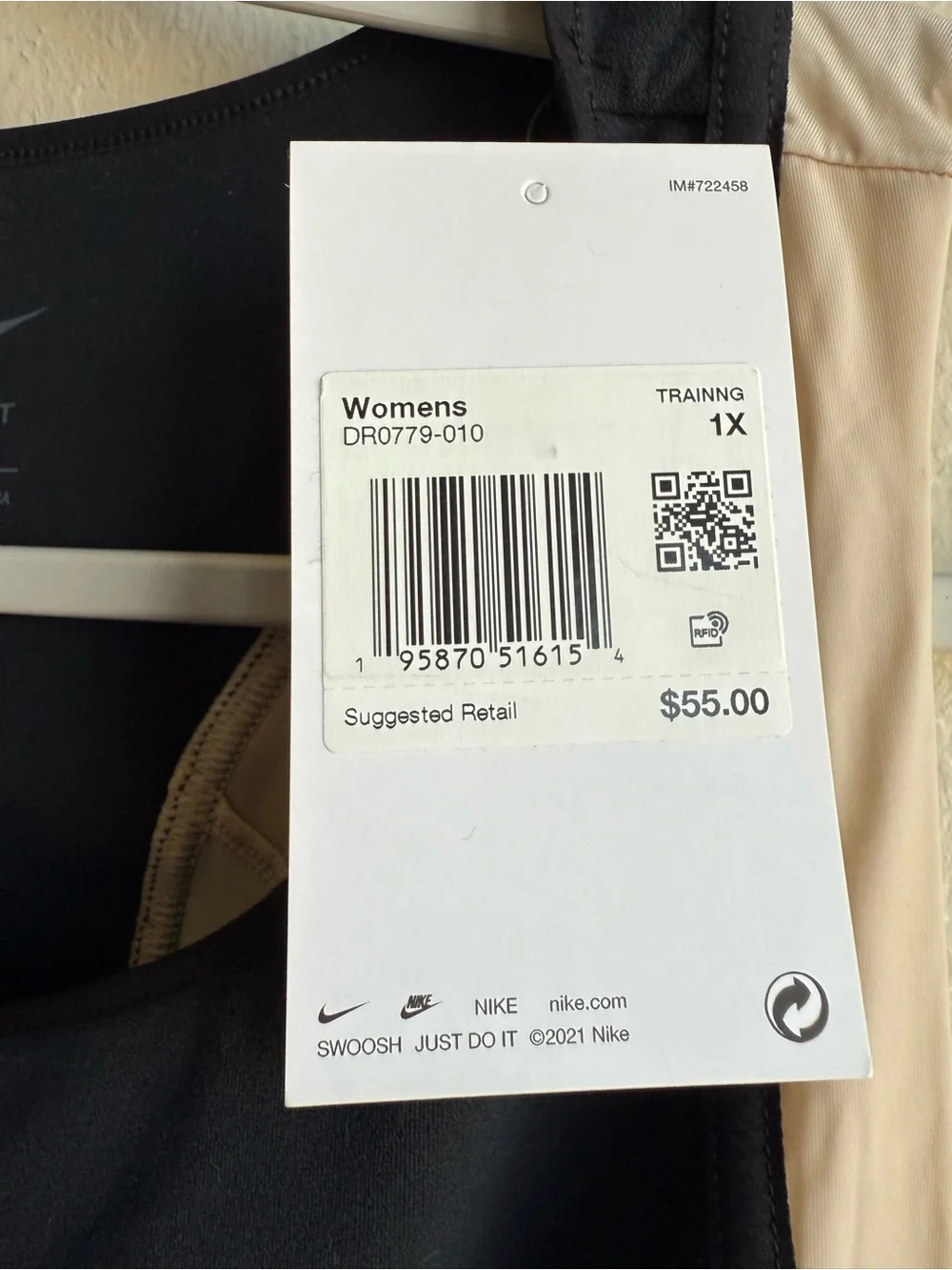 Nike YogaCrop DriFIT Black and Cream Women's Athletic Tank Top